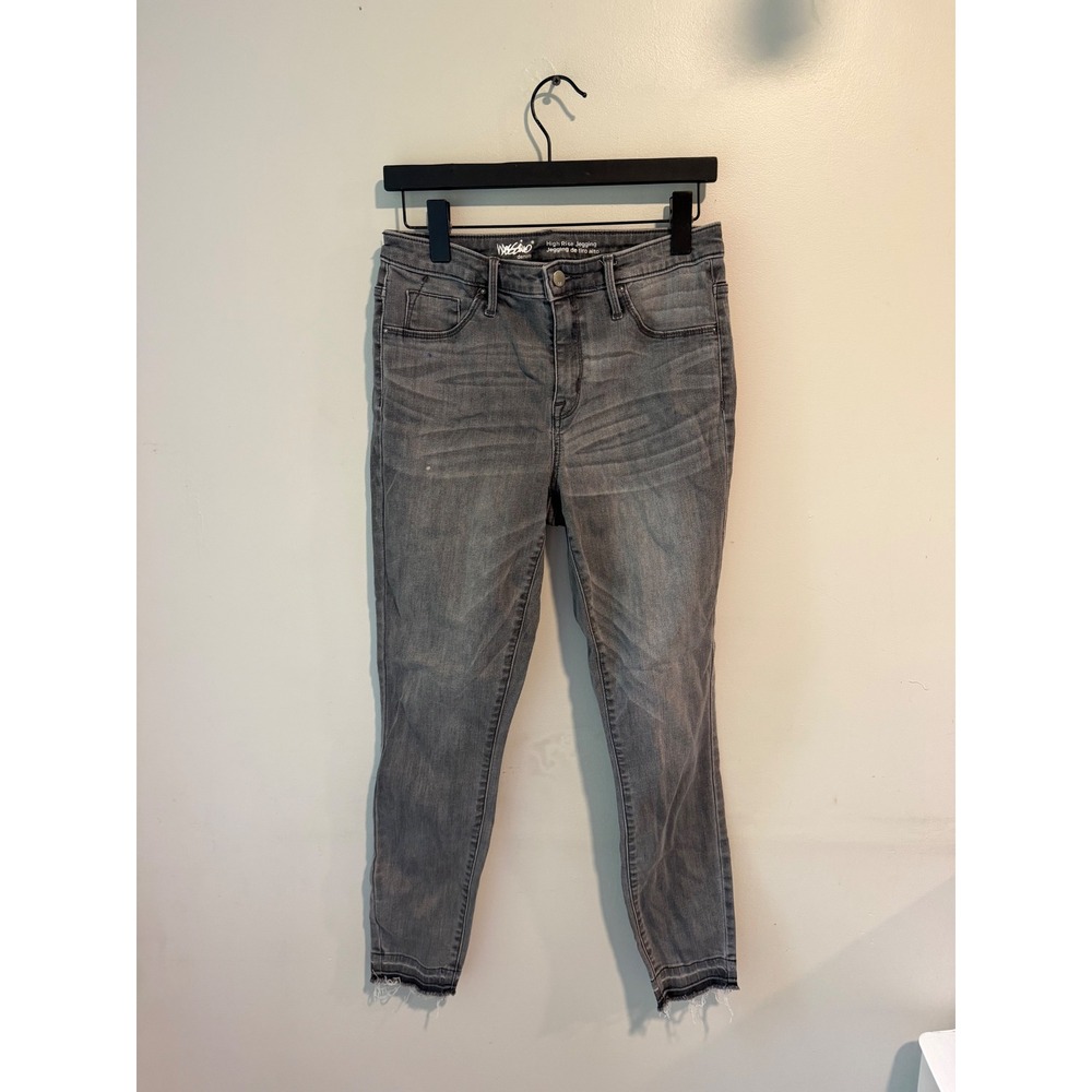 Mossimo Gray High Rise Jeggings Power Stretch Raw Hem Skinny Jeans‎ Size 8 29R